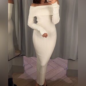 H&M Off-Shoulder Ribbed Midi Dress